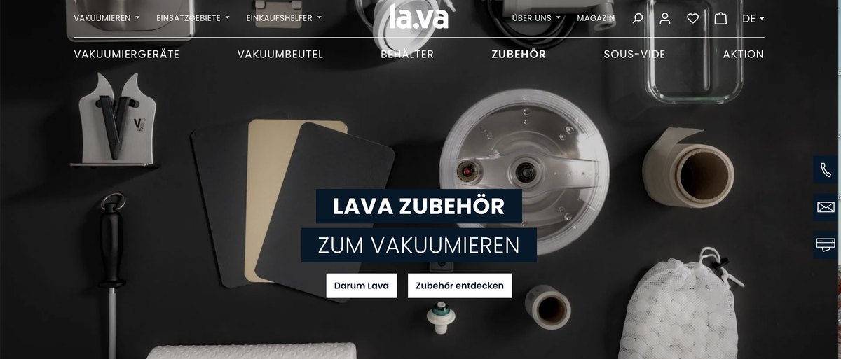Screenshot eines Onlineshops mit Vakuumierzubehoer — Das Studiozwei, Werbefotograf München